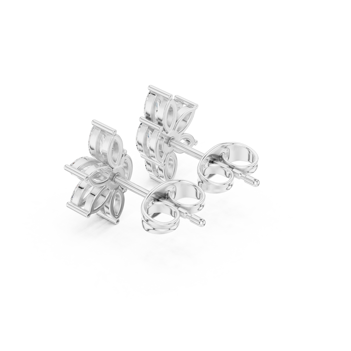 Marquise lab-grown diamond cluster stud earrings in white gold, 0.52 CT TW, view 2