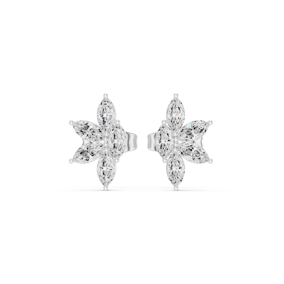 Marquise lab-grown diamond cluster stud earrings in white gold, 0.52 CT TW, view 4