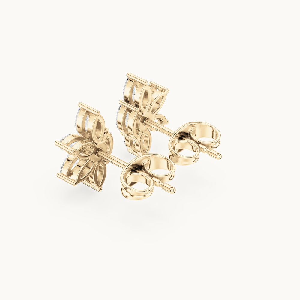 Marquise lab-grown diamond cluster stud earrings in yellow gold, 0.52 CT TW, view 2