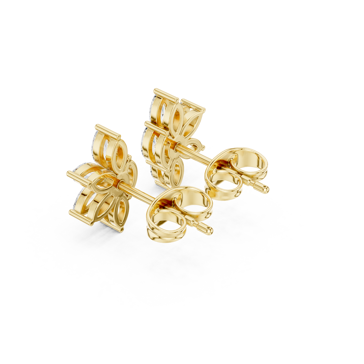 Marquise lab-grown diamond cluster stud earrings in yellow gold, 0.52 CT TW, view 2