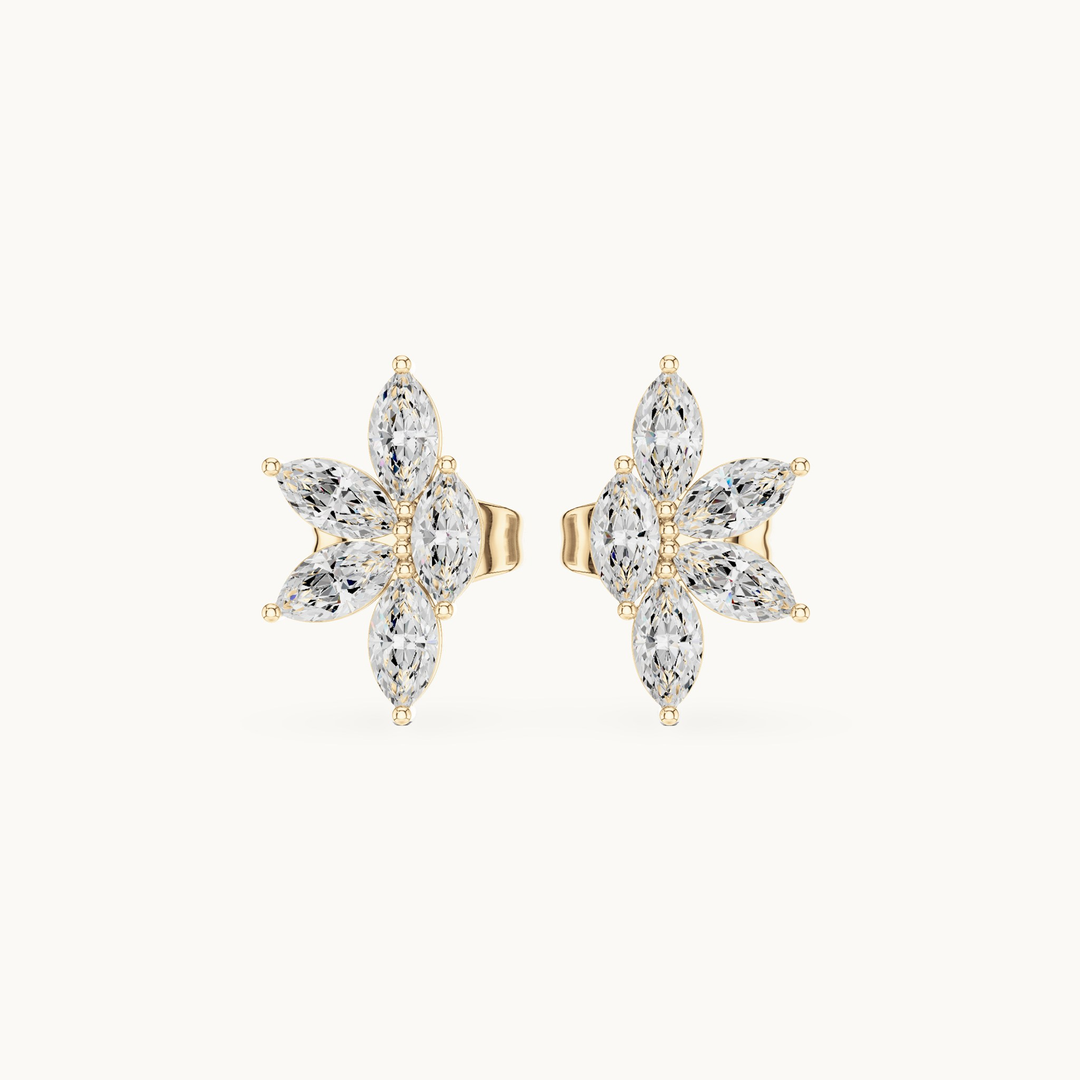 Marquise lab-grown diamond cluster stud earrings in 14K yellow gold, 0.52 CT TW, view 4