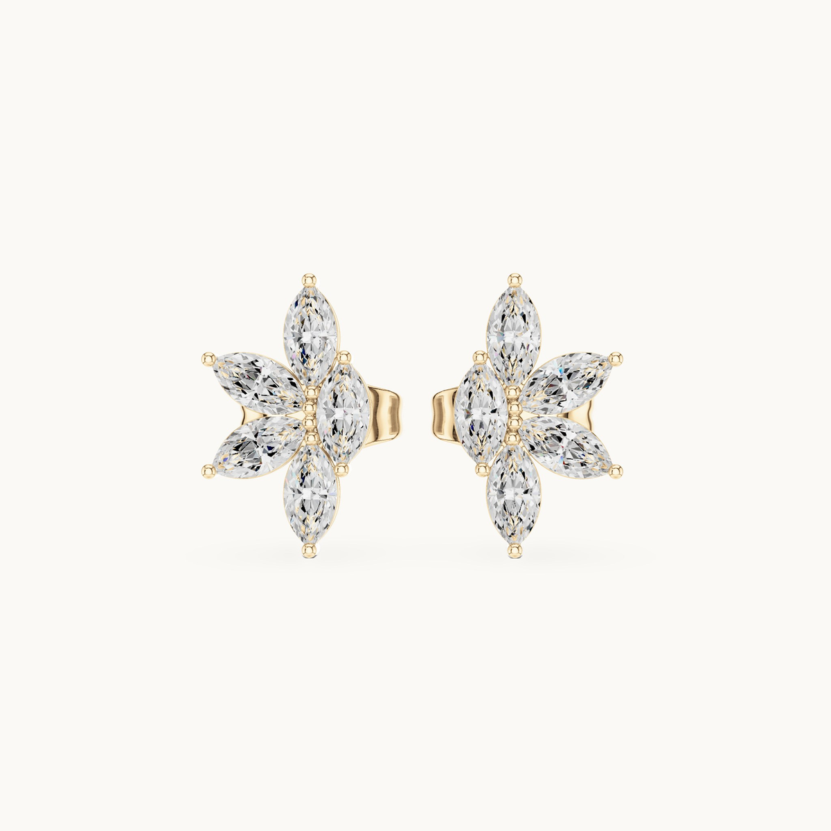 Marquise lab-grown diamond cluster stud earrings in yellow gold, 0.52 CT TW, view 4