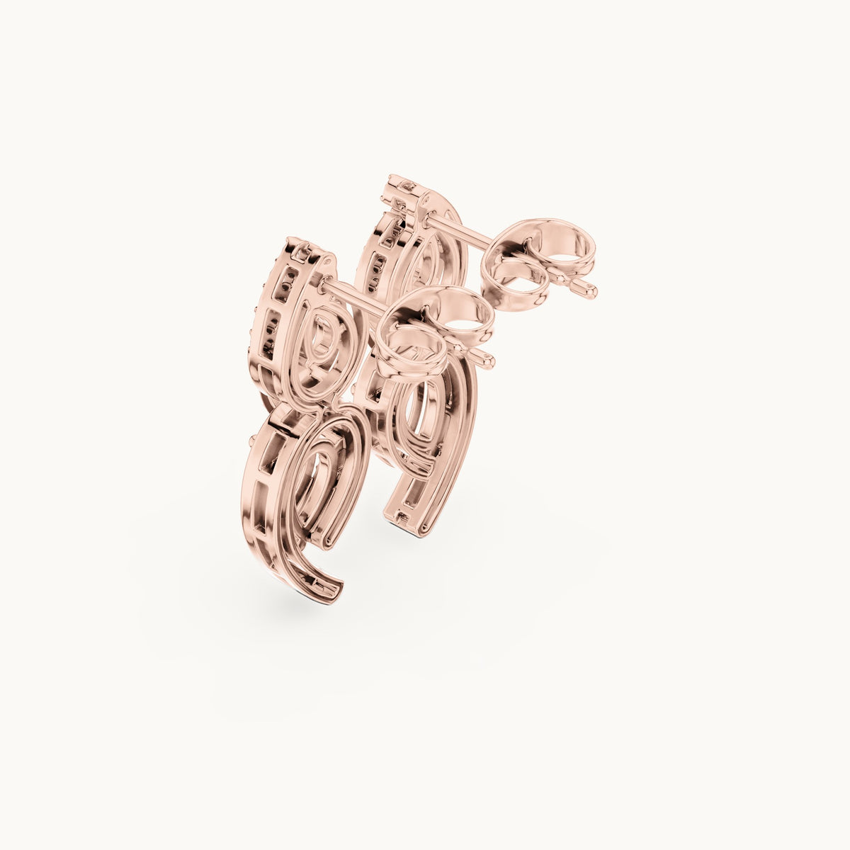 Pear and round lab-grown diamond double pear drop earrings in rose gold, 1.01 CT TW, view 2