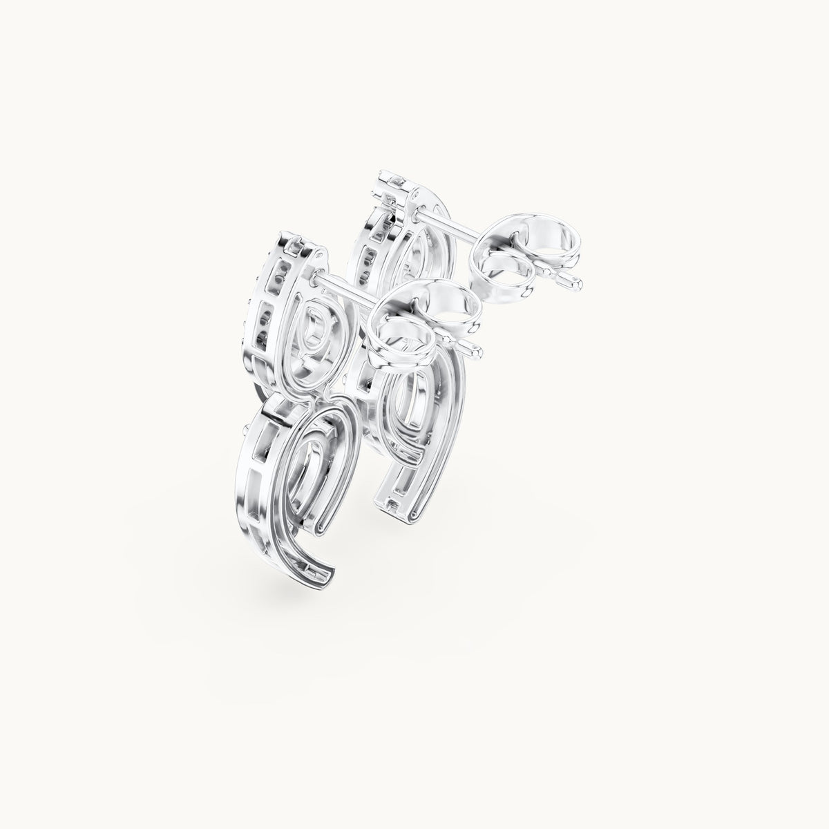 Pear and round lab-grown diamond double pear drop earrings in white gold, 1.01 CT TW, view 2