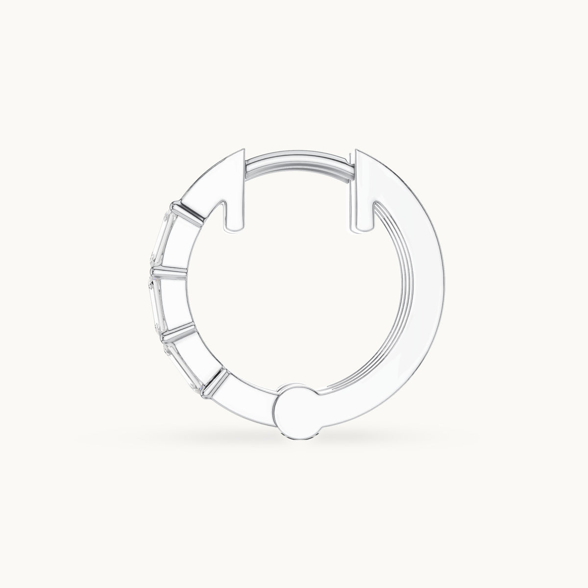 Emerald-cut lab-grown diamond huggie hoop earrings in white gold, 0.34 CT TW, view 3