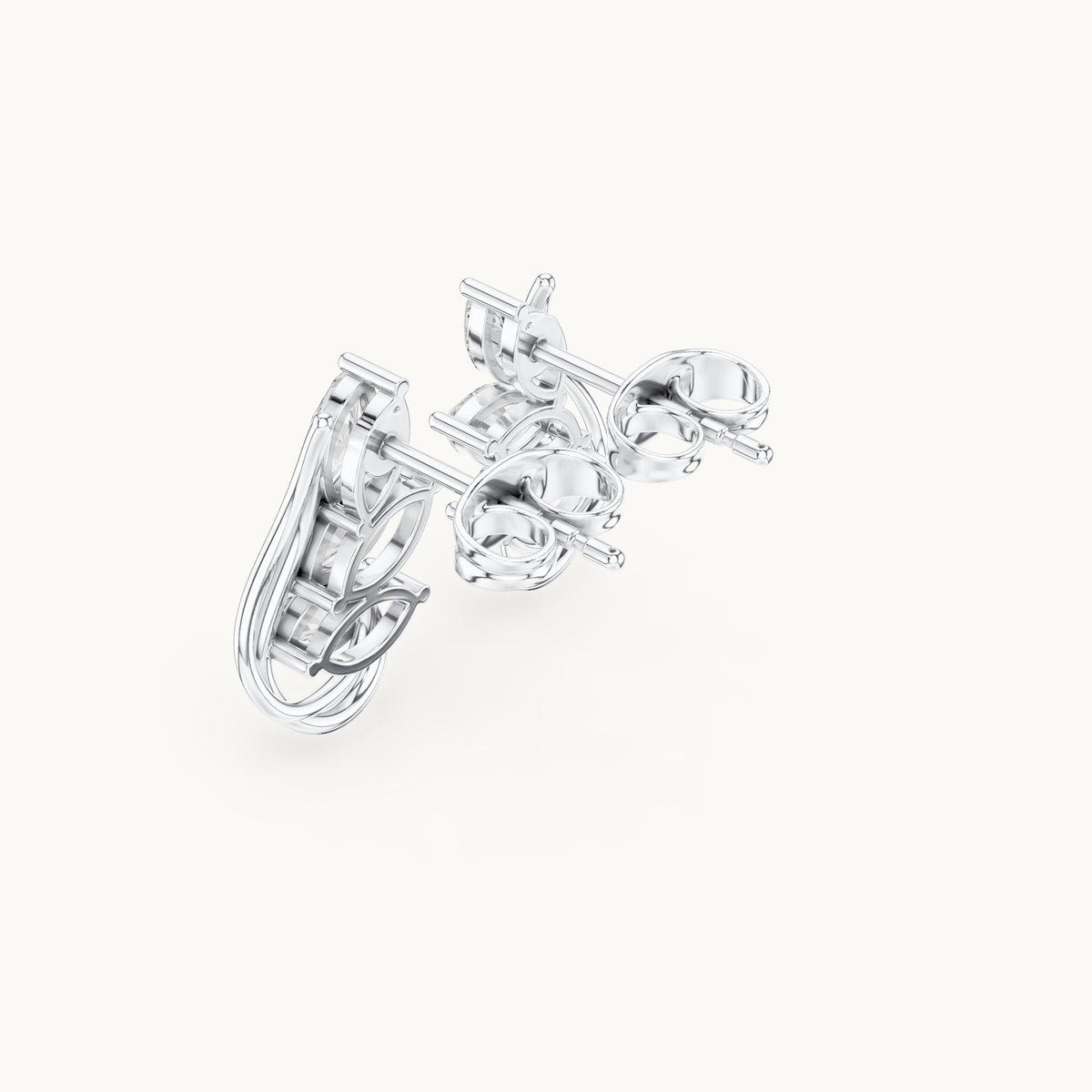 Marquise lab-grown diamond open leaf earrings in white gold, 0.92 CT TW, view 2
