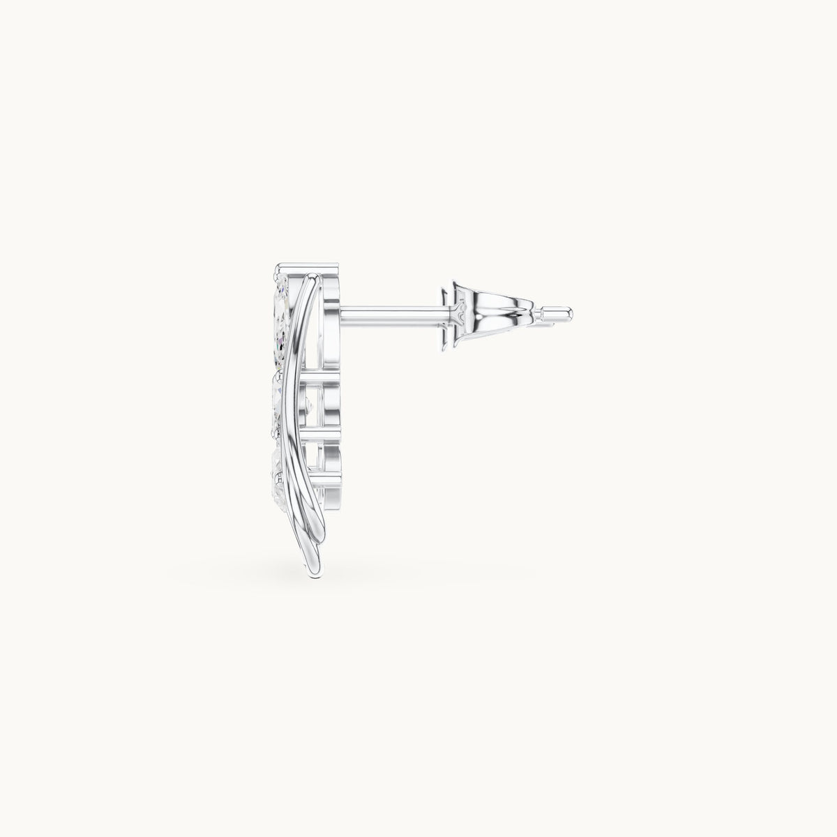 Marquise lab-grown diamond open leaf earrings in white gold, 0.92 CT TW, view 3
