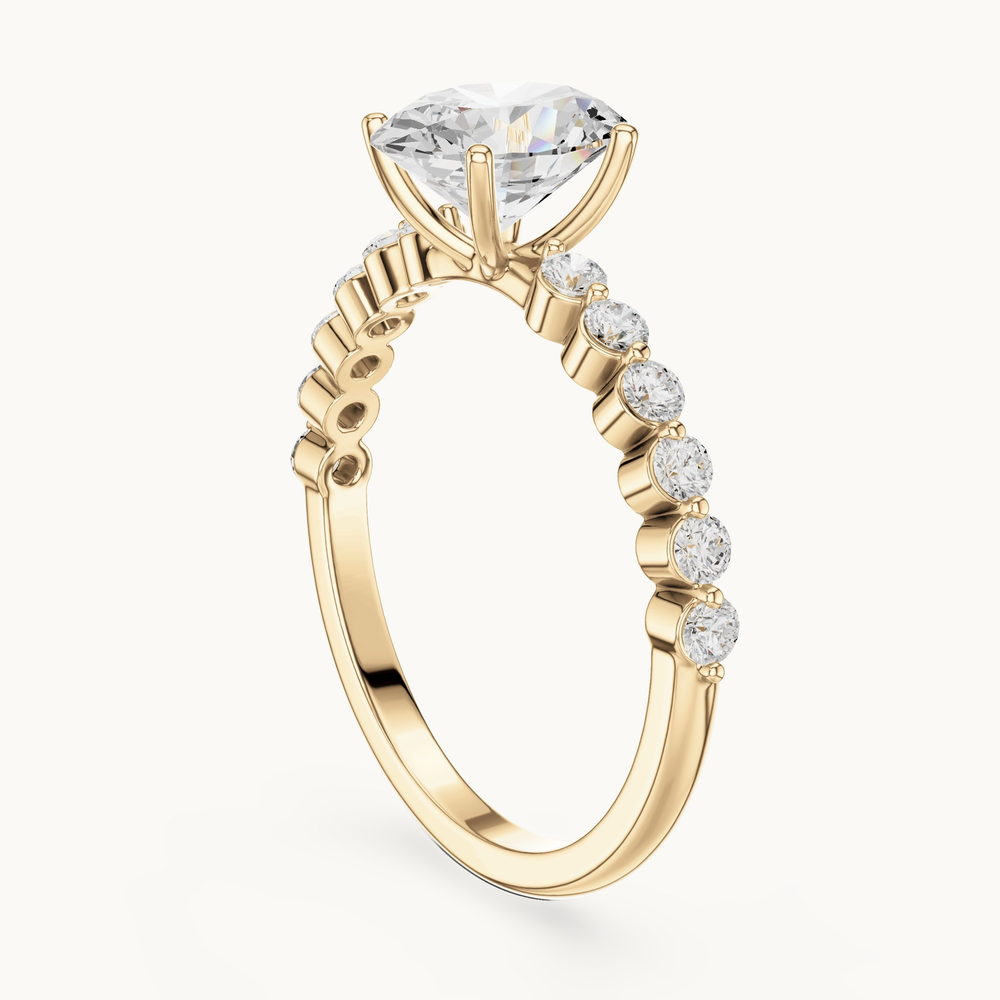 Oval lab-grown diamond ring with side stones in 14K yellow gold, 1.36 CT TW, view 1