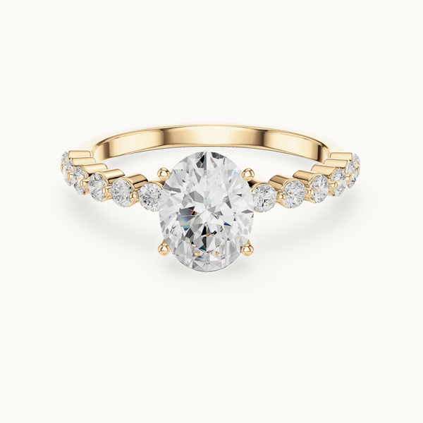 Oval Lab-Grown Diamond Ring with Side Stones, 1.36 CT TW, IGI Certified Center, Solid Gold