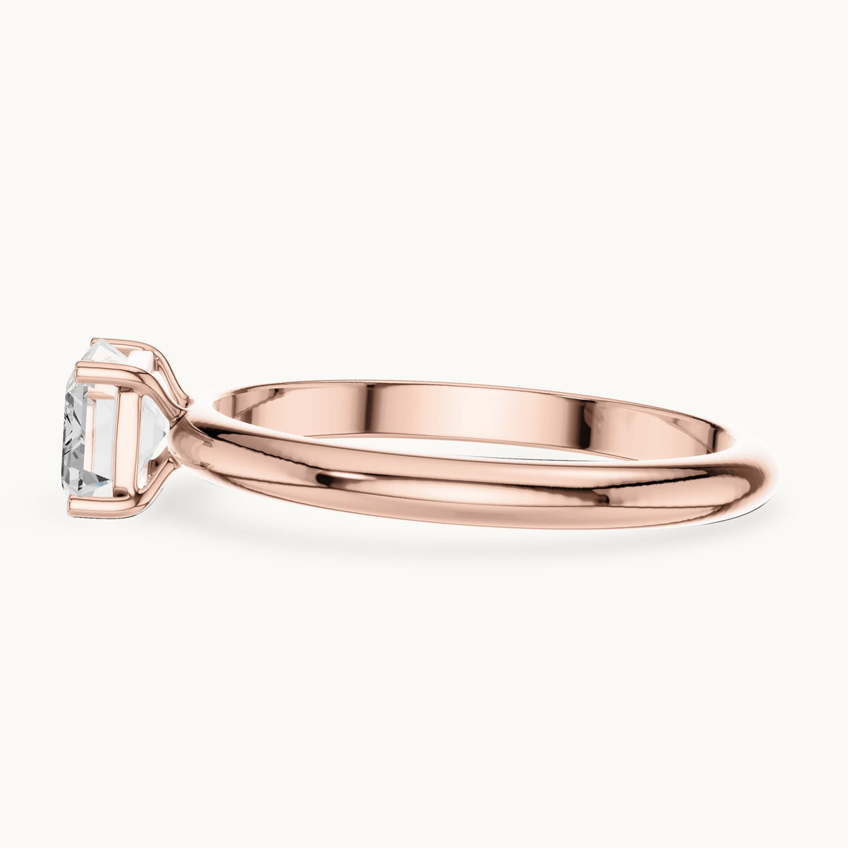 Emerald-cut lab-grown diamond east-west solitaire engagement ring in rose gold, 1.00 CT TW, view 3