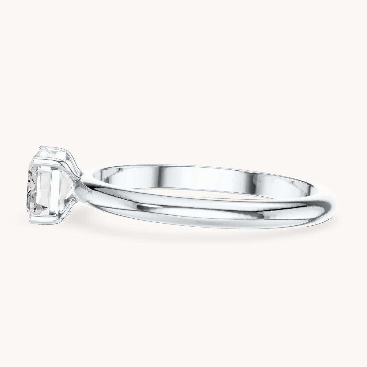 Emerald-cut lab-grown diamond east-west solitaire engagement ring in white gold, 1.00 CT TW, view 3