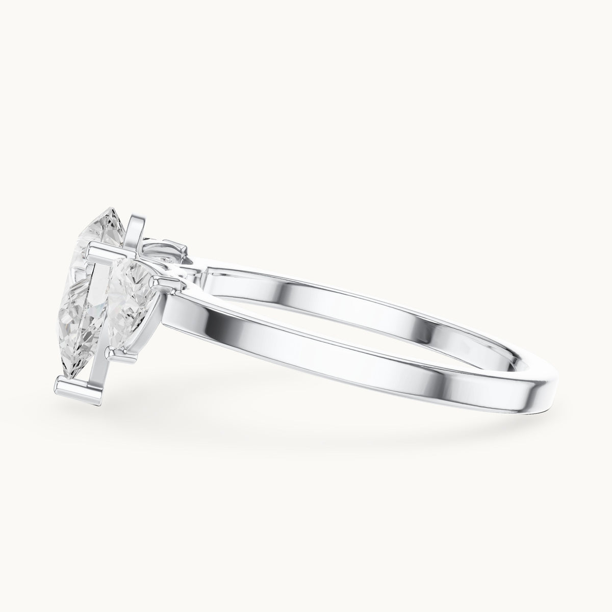 Pear and trillion lab-grown diamond three-stone engagement ring with trillion side stones in white gold, 1.42 CT TW, view 3