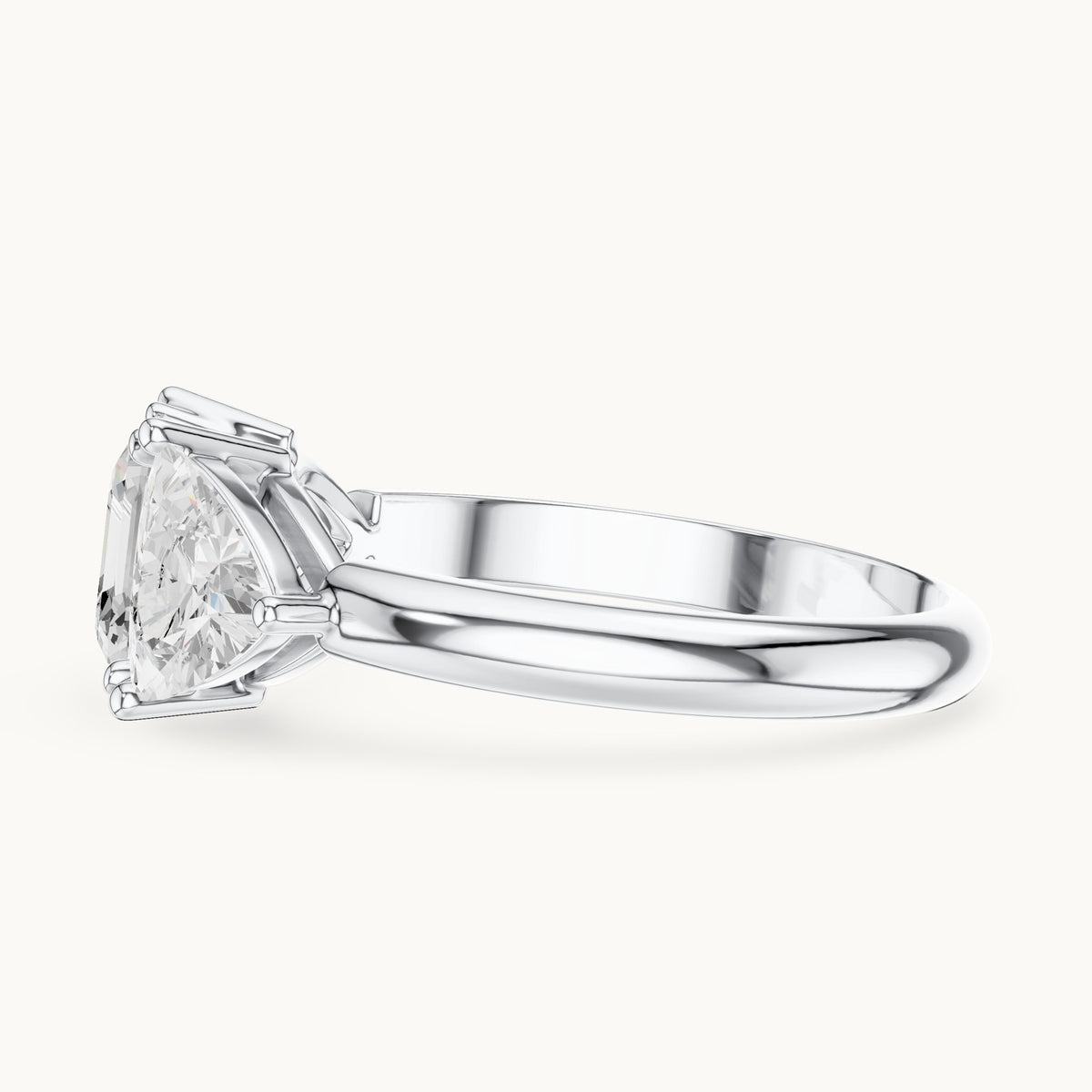 Square emerald-cut and trillion lab-grown diamond three-stone engagement ring with trillion side stones in white gold, 2.25 CT TW, view 3