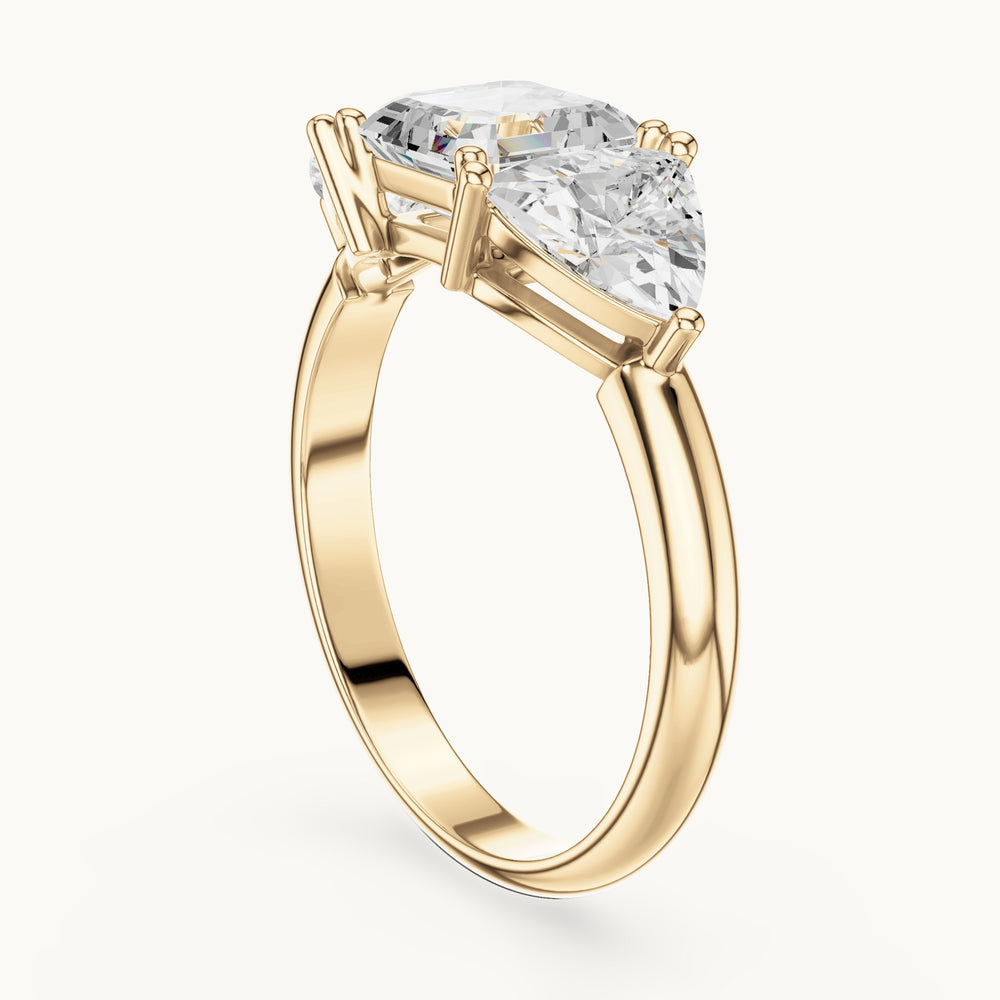 Square emerald-cut and trillion lab-grown diamond three-stone engagement ring with trillion side stones in yellow gold, 2.25 CT TW, view 1