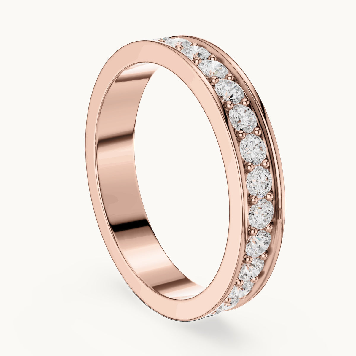 Round lab-grown diamond full eternity band in rose gold, 0.98 CT TW, view 1