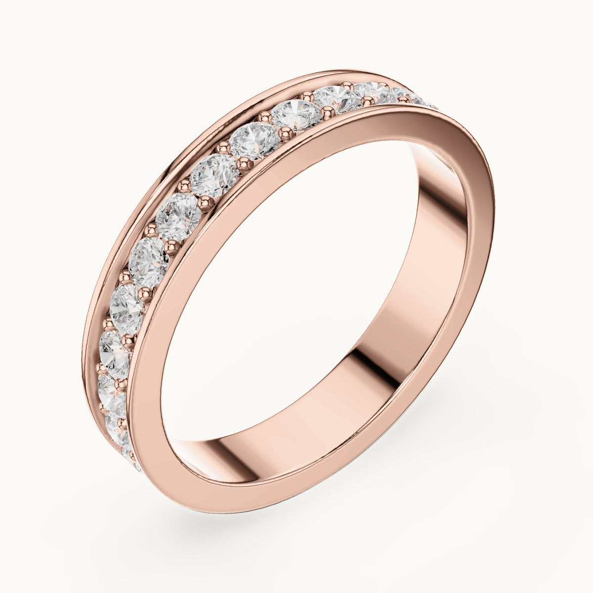 Round lab-grown diamond full eternity band in rose gold, 0.98 CT TW, view 2