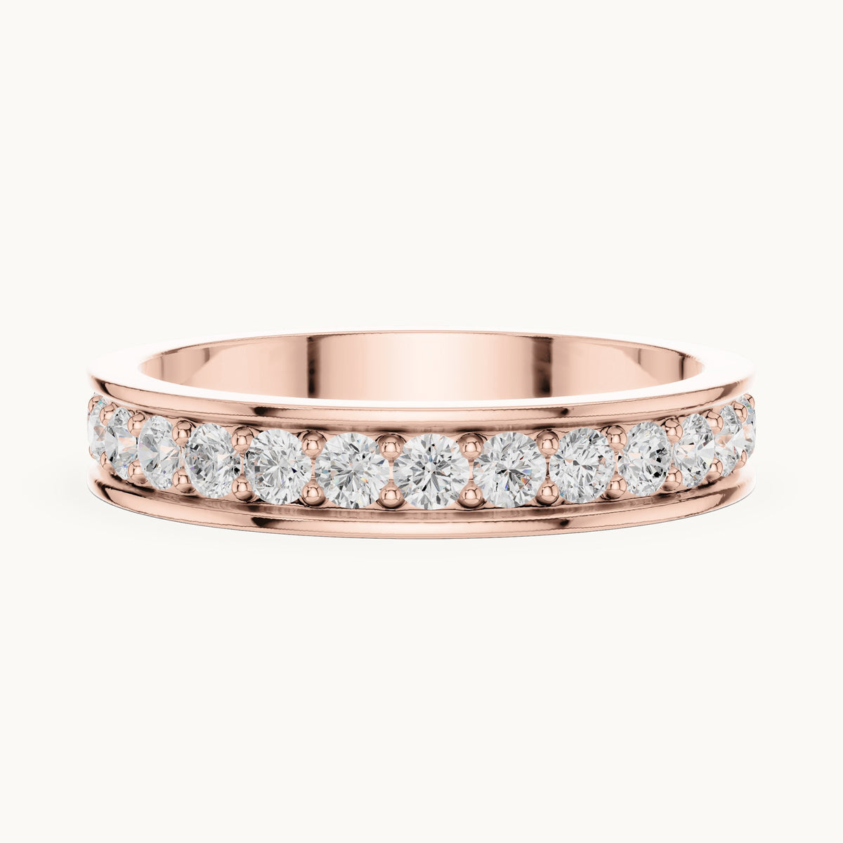 Round lab-grown diamond full eternity band in rose gold, 0.98 CT TW, view 3