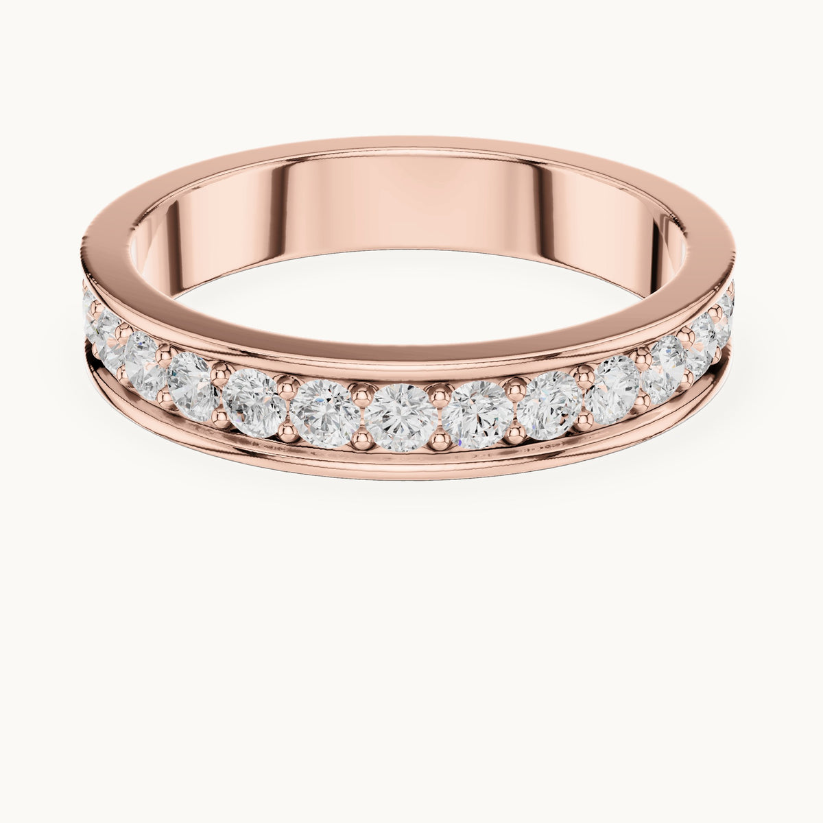 Round lab-grown diamond full eternity band in rose gold, 0.98 CT TW, view 4