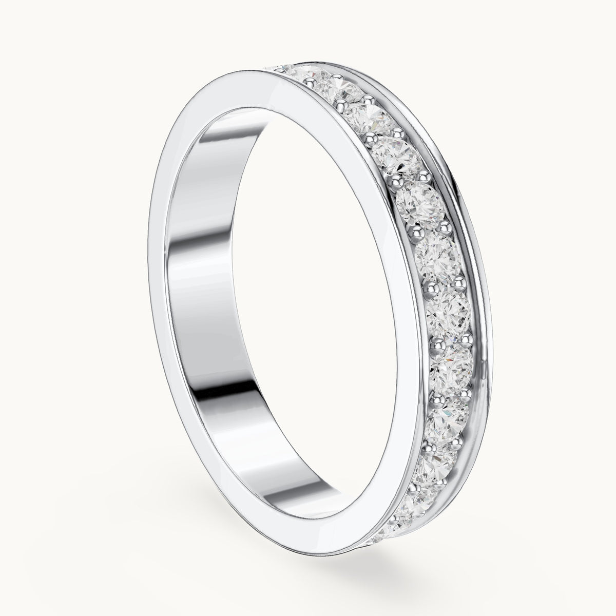 Round lab-grown diamond full eternity band in white gold, 0.98 CT TW, view 1
