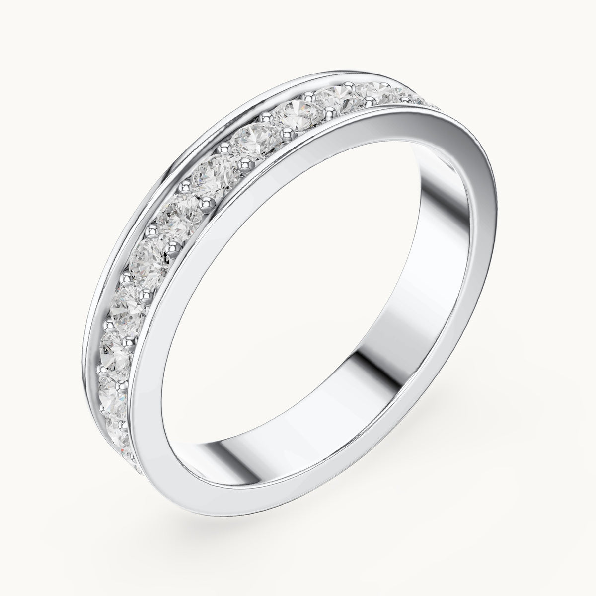Round lab-grown diamond full eternity band in white gold, 0.98 CT TW, view 2