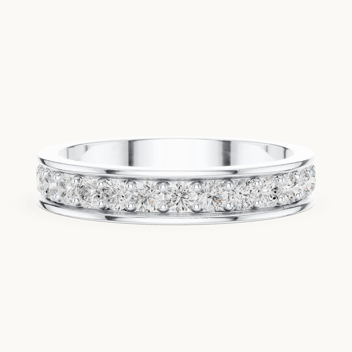 Round lab-grown diamond full eternity band in white gold, 0.98 CT TW, view 3