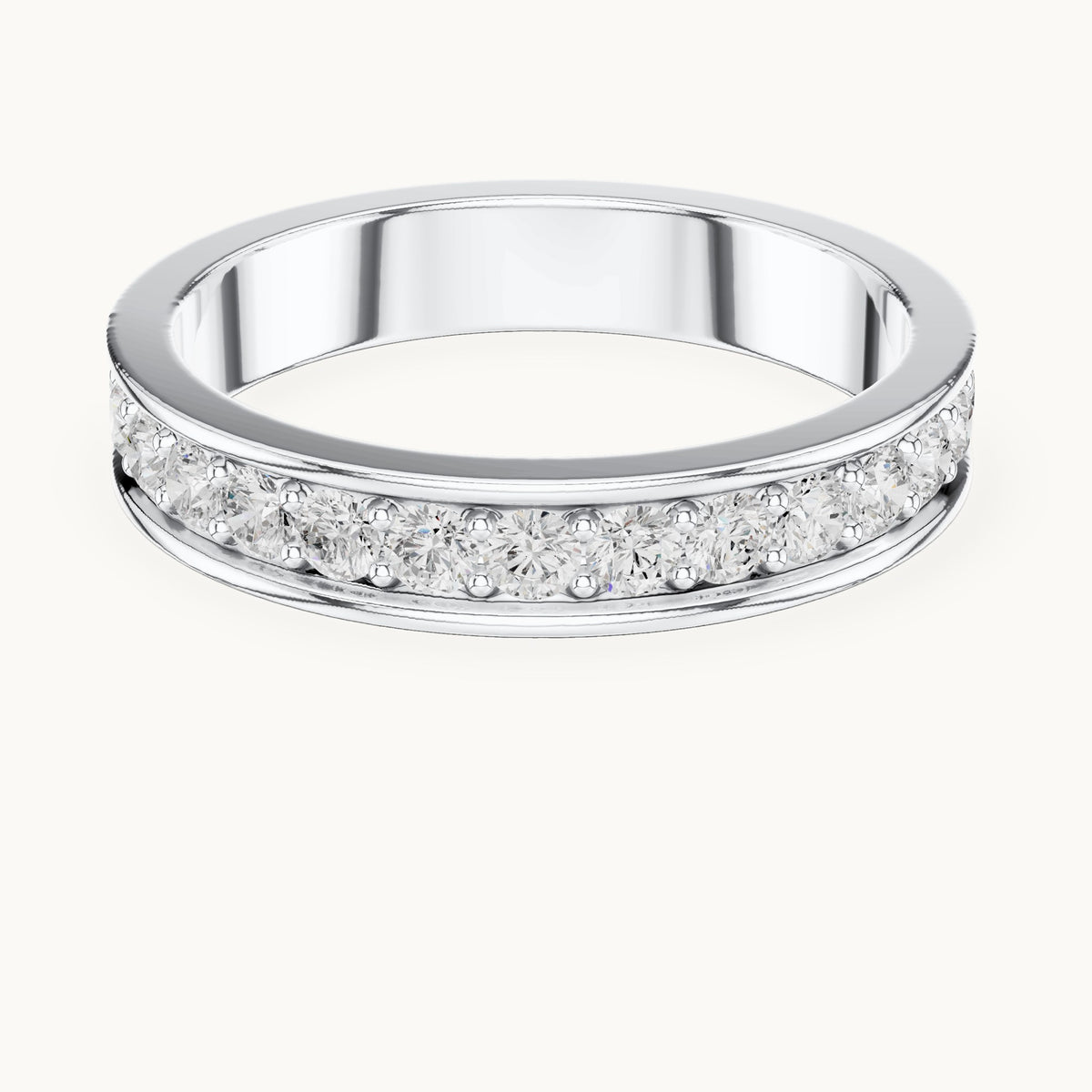 Round lab-grown diamond full eternity band in white gold, 0.98 CT TW, view 4