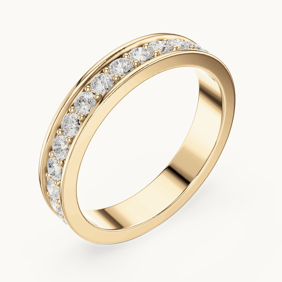 Round lab-grown diamond full eternity band in yellow gold, 0.98 CT TW, view 2