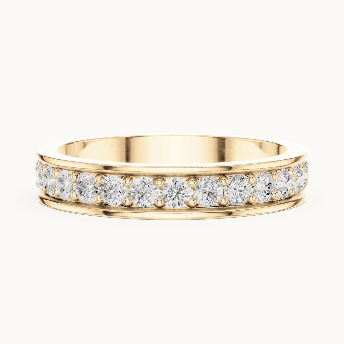 Round lab-grown diamond full eternity band in yellow gold, 0.98 CT TW, view 3