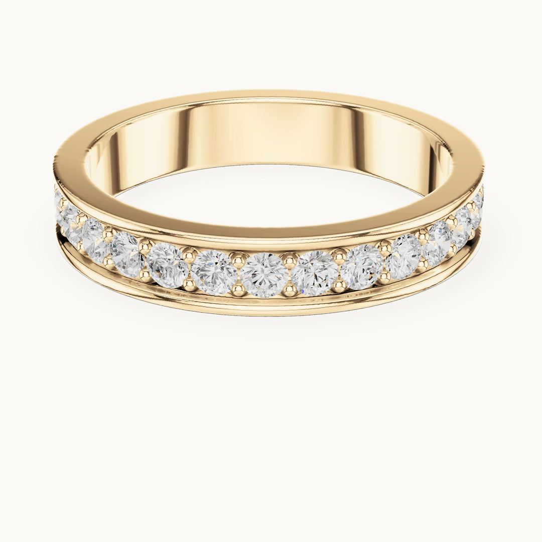 Round lab-grown diamond full eternity band in yellow gold, 0.98 CT TW, view 4