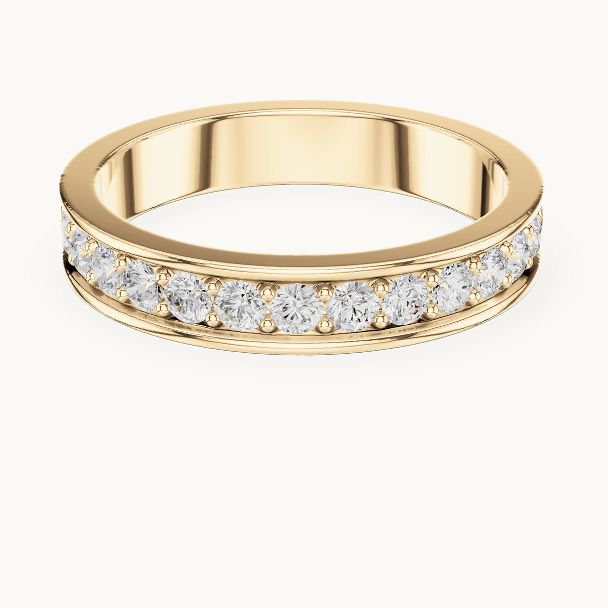 Round lab-grown diamond full eternity band in yellow gold, 0.98 CT TW, view 4
