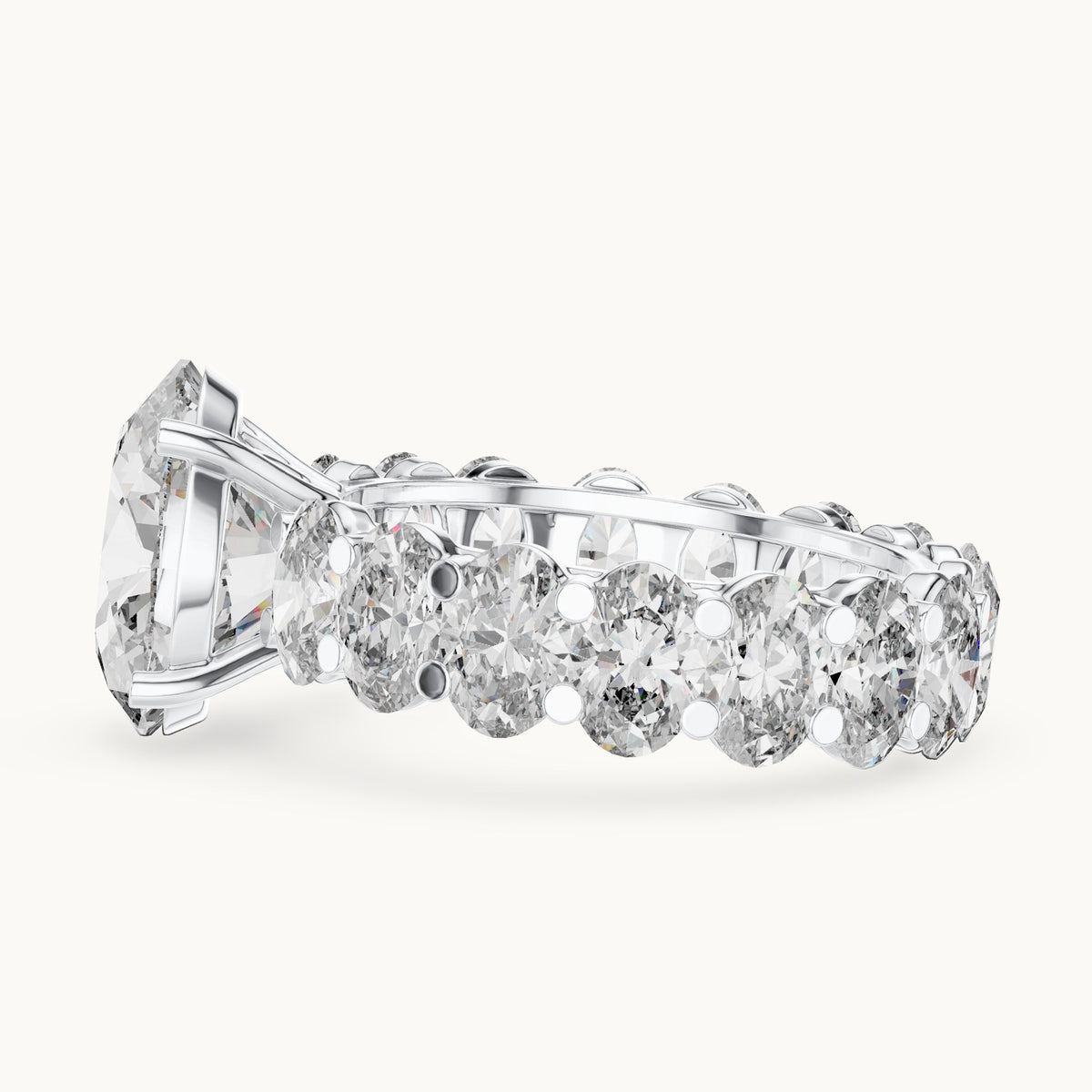 Oval lab-grown diamond full eternity engagement ring in white gold, 6.53 CT TW, view 3