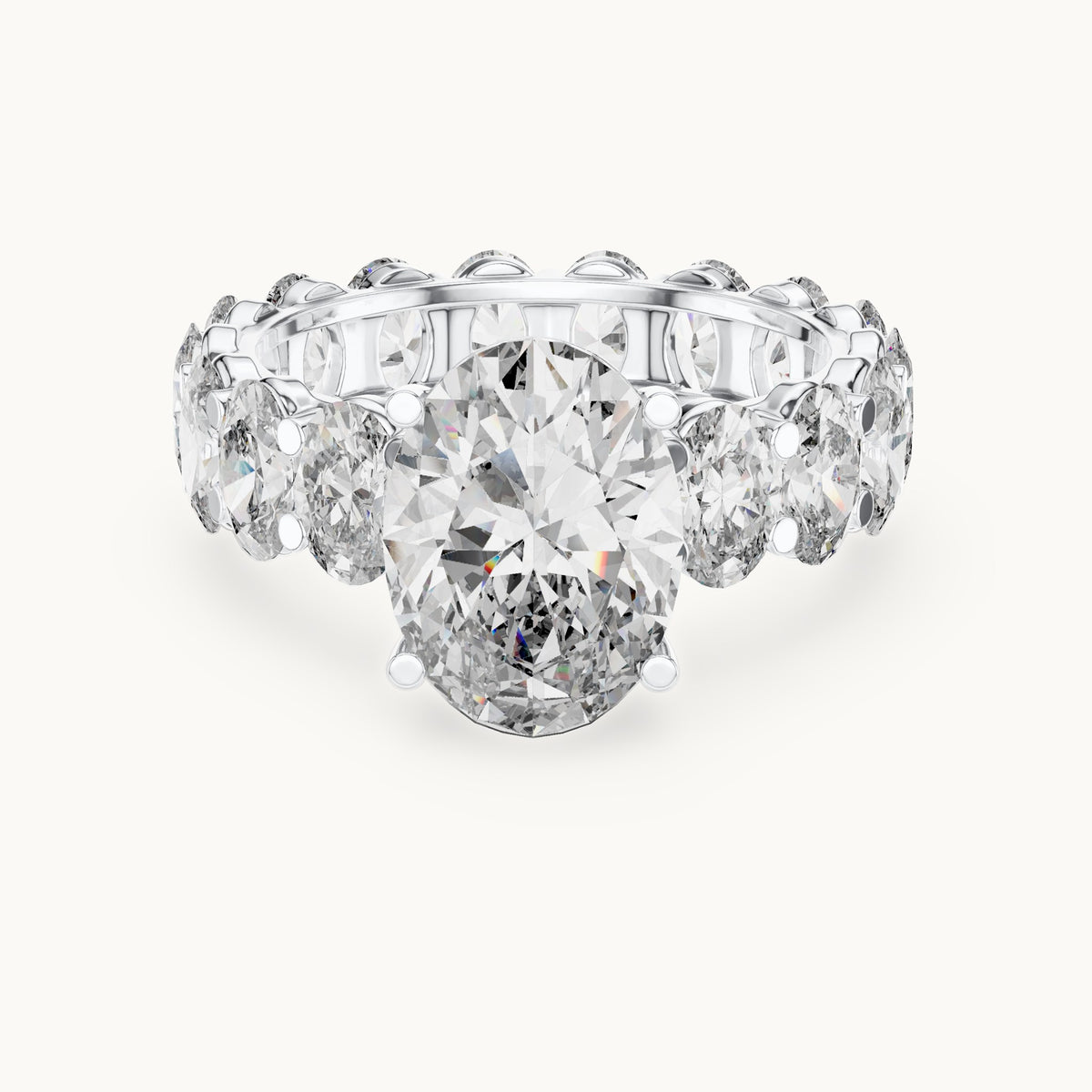 Oval lab-grown diamond full eternity engagement ring in white gold, 6.53 CT TW, view 4