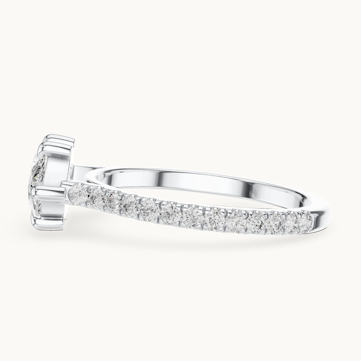 Marquise and round lab-grown diamond east-west pavé engagement ring in white gold, 1.89 CT TW, view 3