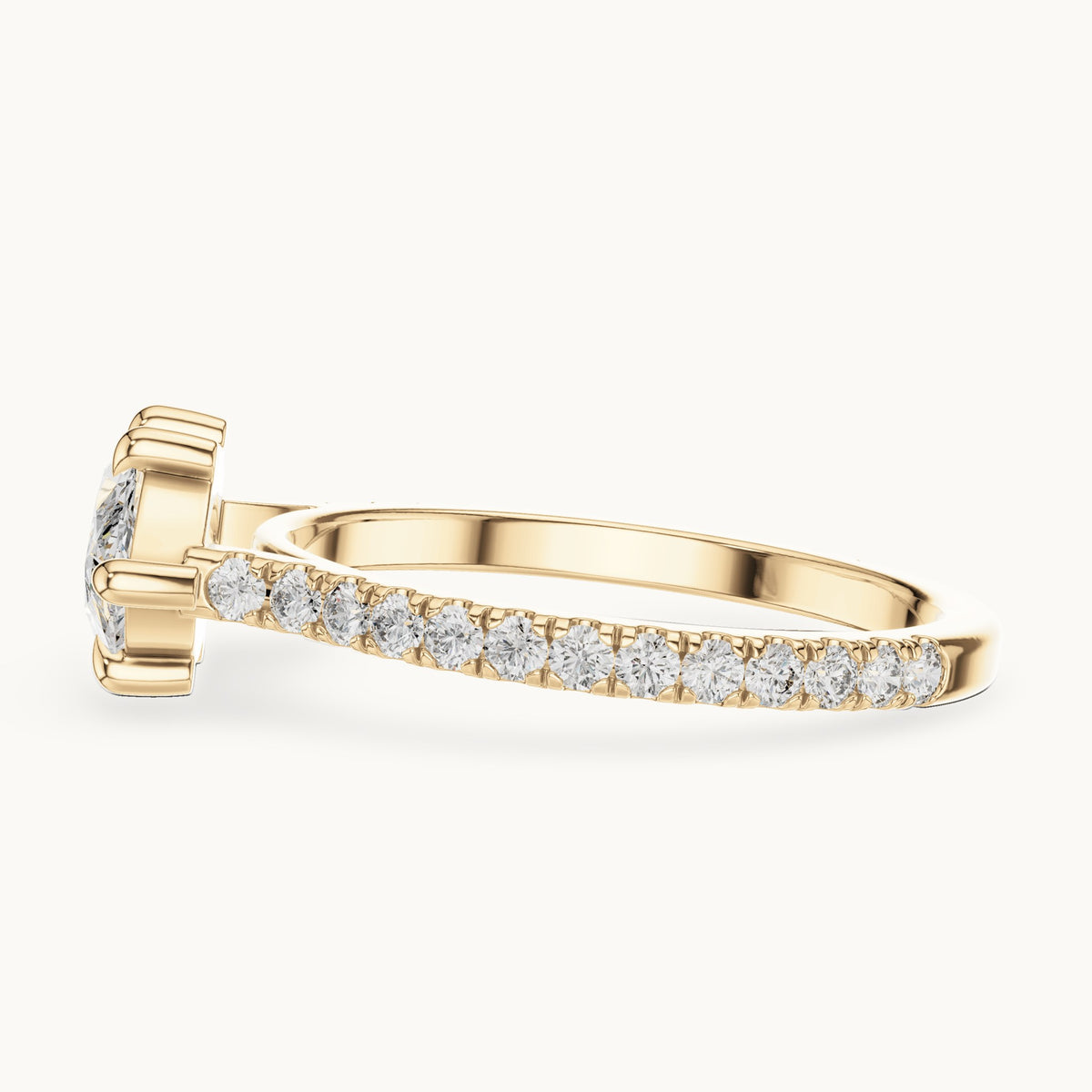 Marquise and round lab-grown diamond east-west pavé engagement ring in yellow gold, 1.89 CT TW, view 3