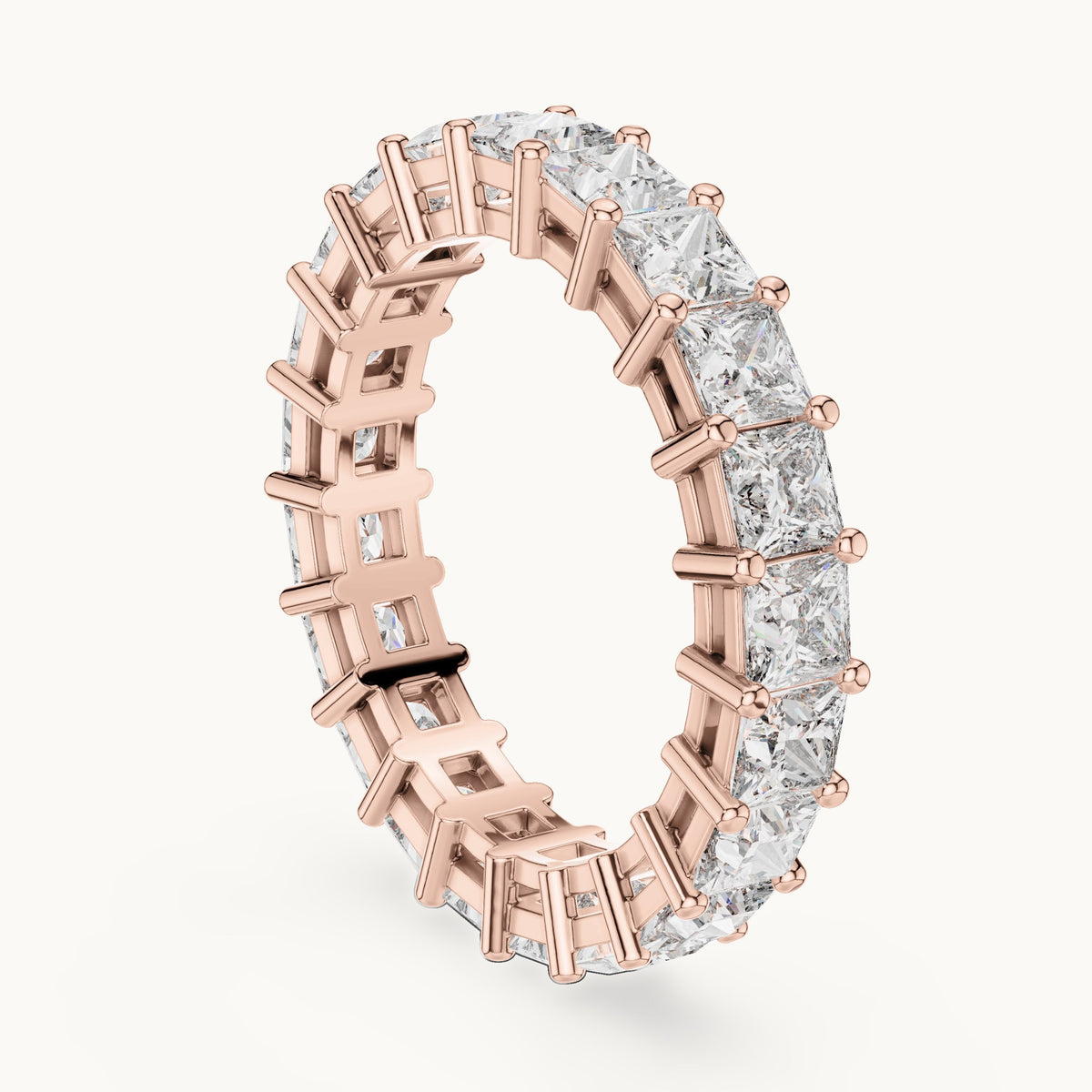 Princess-cut lab-grown diamond full eternity band in rose gold, 2.31 CT TW, view 1