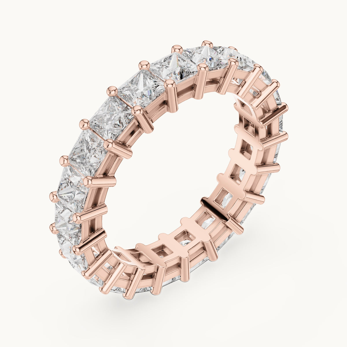 Princess-cut lab-grown diamond full eternity band in rose gold, 2.31 CT TW, view 2