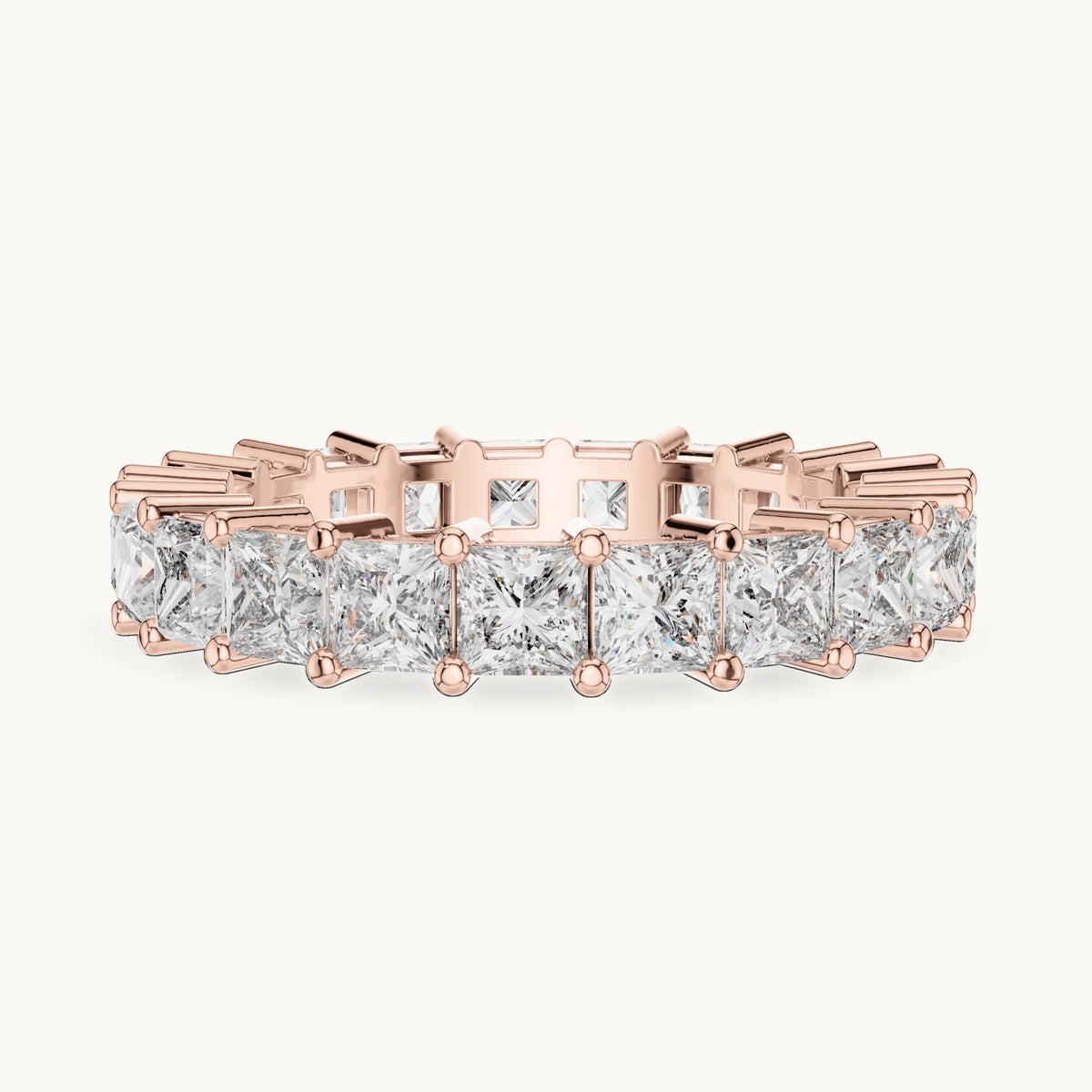 Princess-cut lab-grown diamond full eternity band in rose gold, 2.31 CT TW, view 3