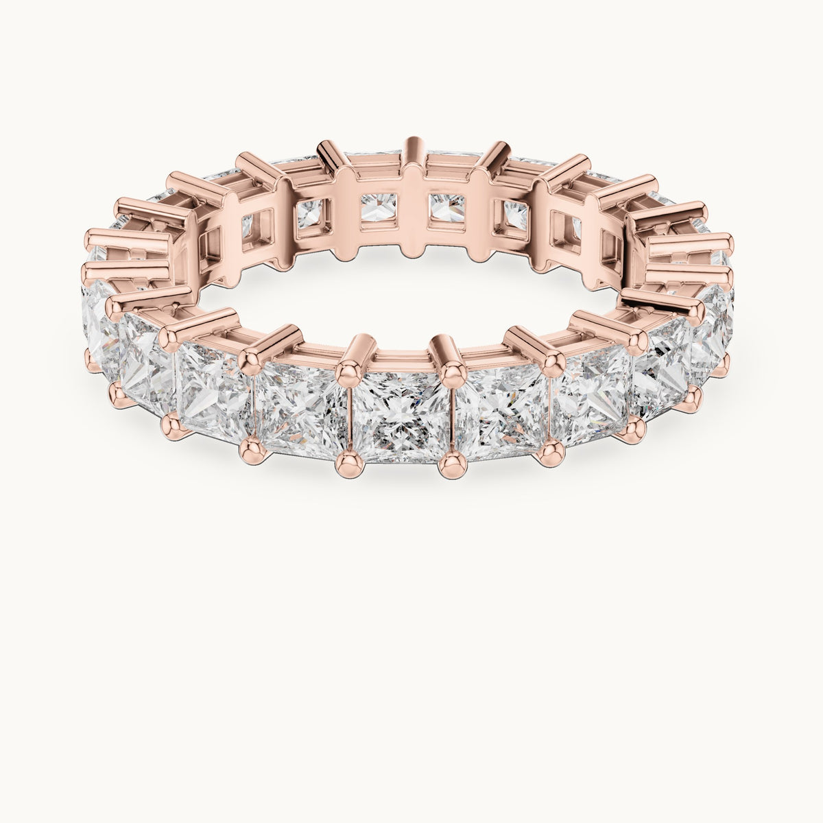 Princess-cut lab-grown diamond full eternity band in rose gold, 2.31 CT TW, view 4