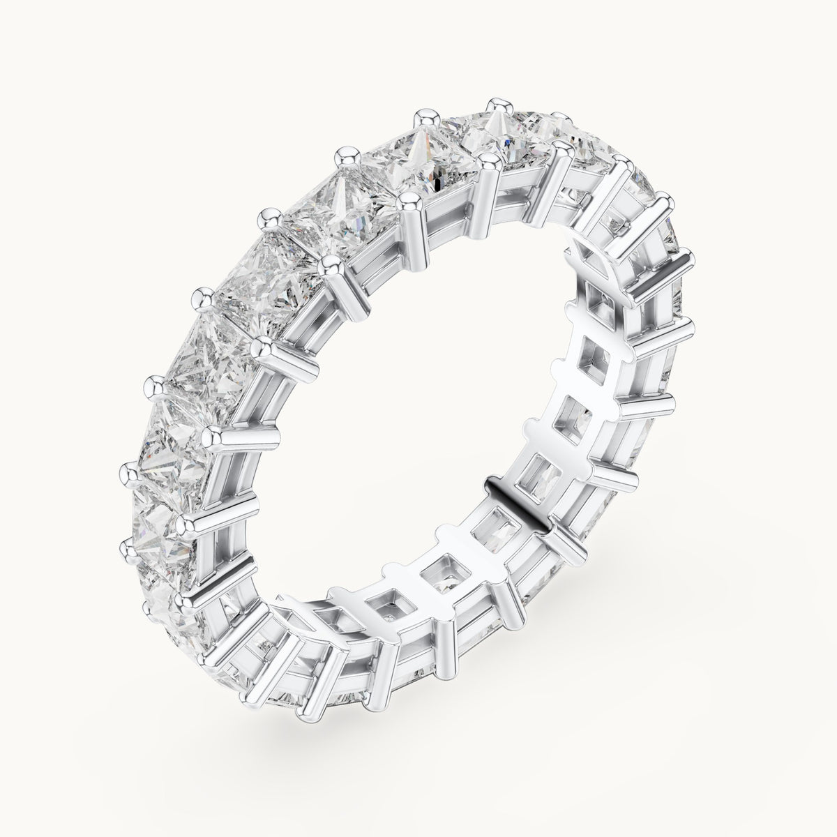 Princess-cut lab-grown diamond full eternity band in white gold, 2.31 CT TW, view 2