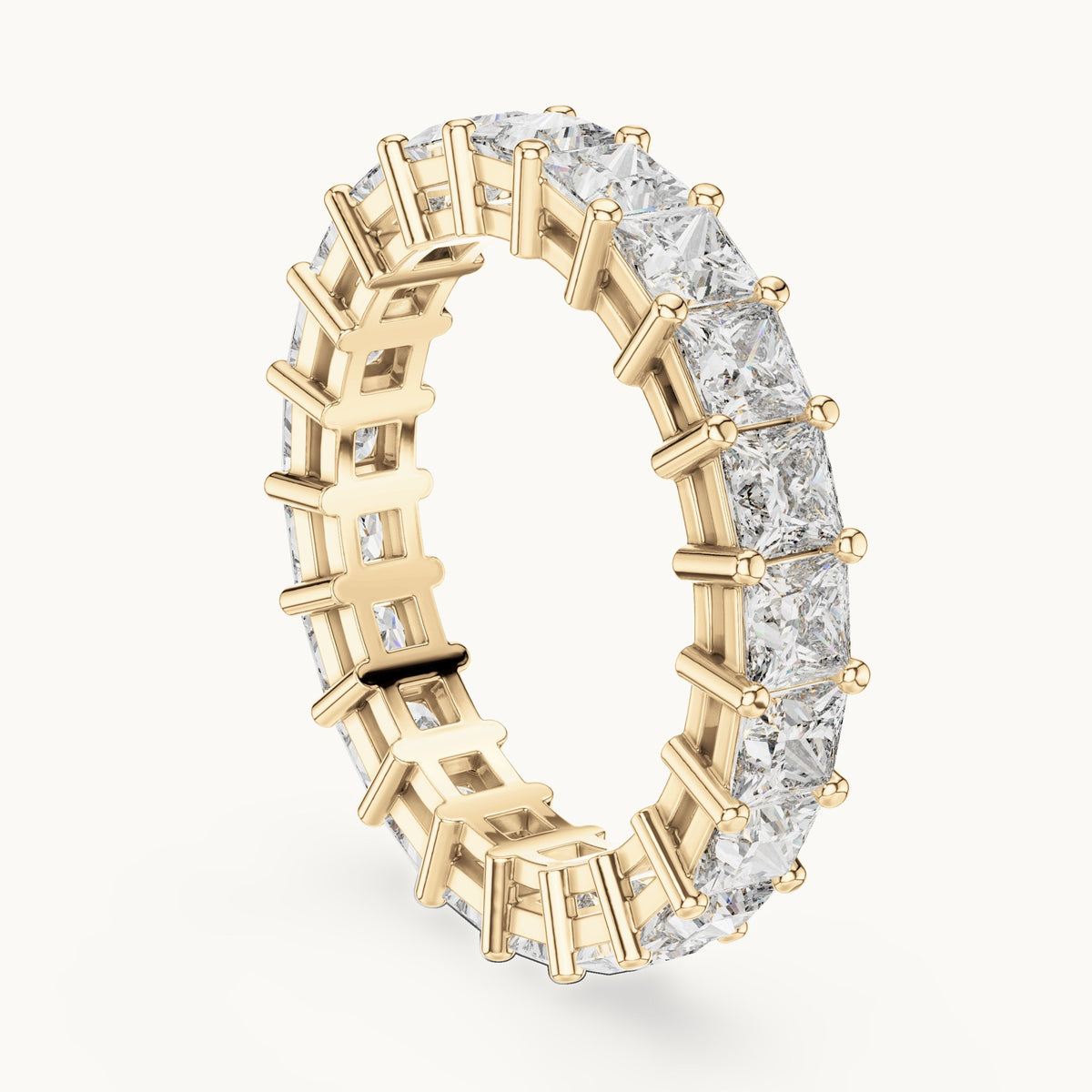 Princess-cut lab-grown diamond full eternity band in yellow gold, 2.31 CT TW, view 1