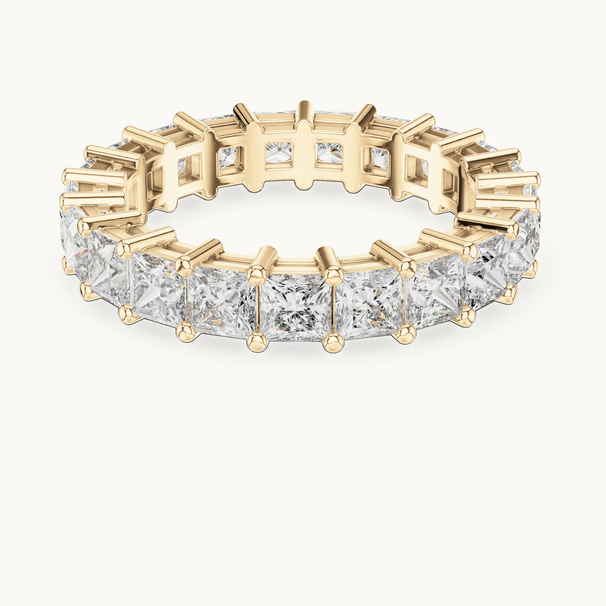 Princess-cut lab-grown diamond full eternity band in yellow gold, 2.31 CT TW, view 4