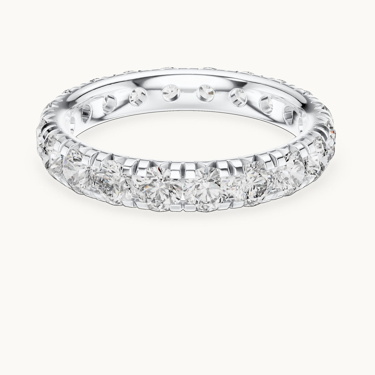 Round lab-grown diamond u-prong full eternity band in white gold, 2.20 CT TW, view 4