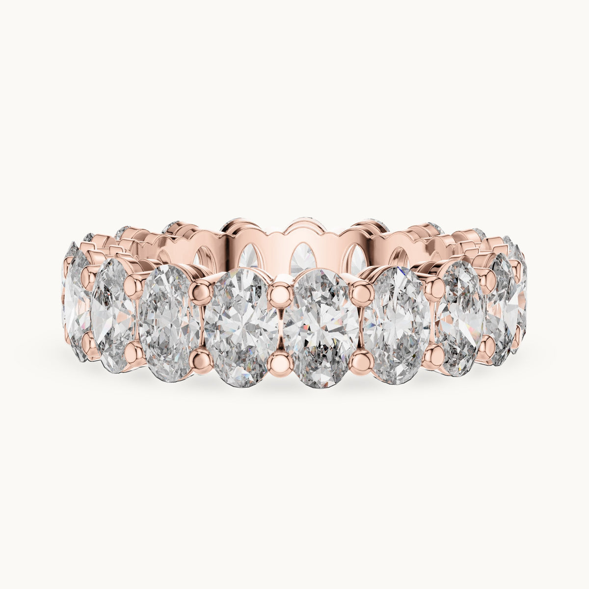 Oval lab-grown diamond full eternity band in rose gold, 6.08 CT TW, view 3