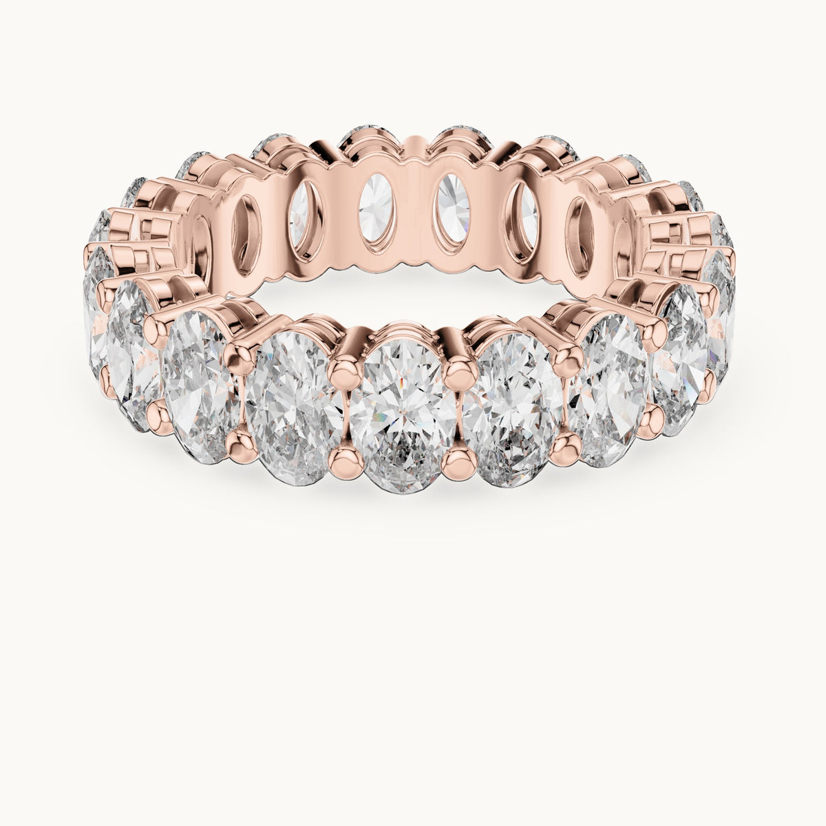 Oval lab-grown diamond full eternity band in rose gold, 6.08 CT TW, view 4