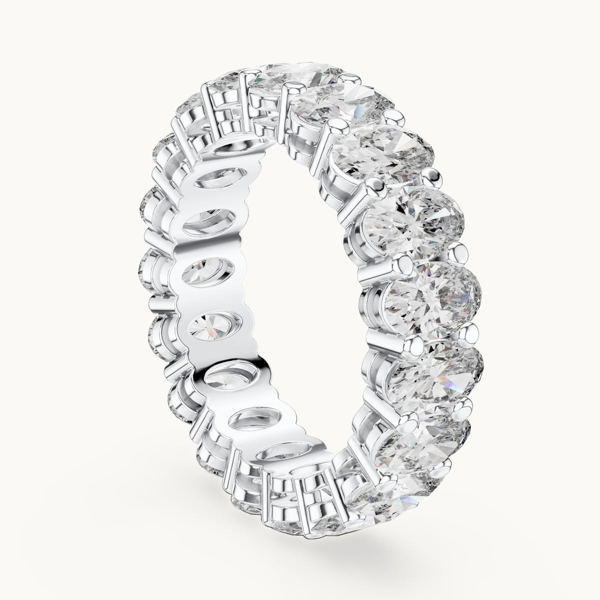 Oval lab-grown diamond full eternity band in white gold, 6.08 CT TW, view 1