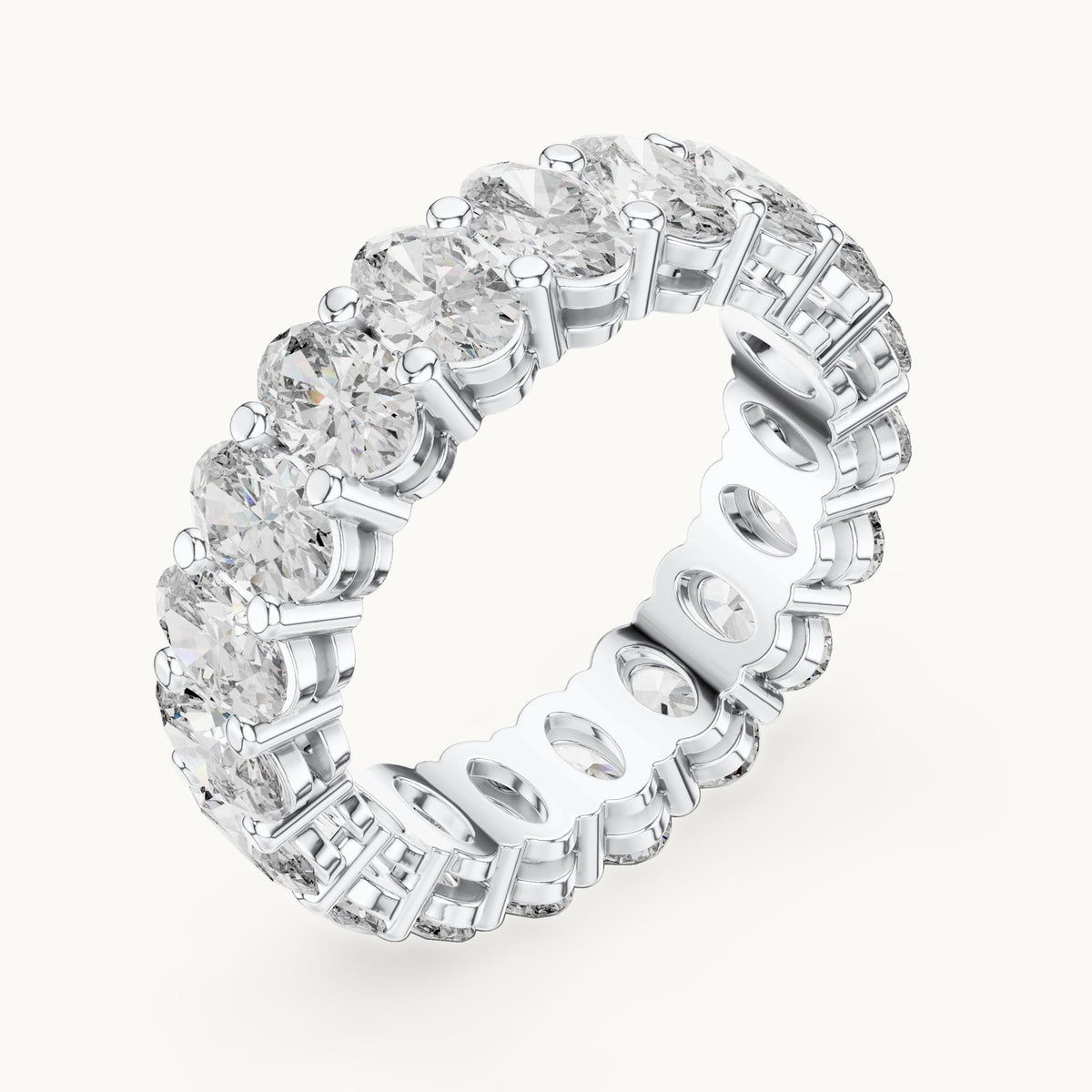 Oval lab-grown diamond full eternity band in white gold, 6.08 CT TW, view 2