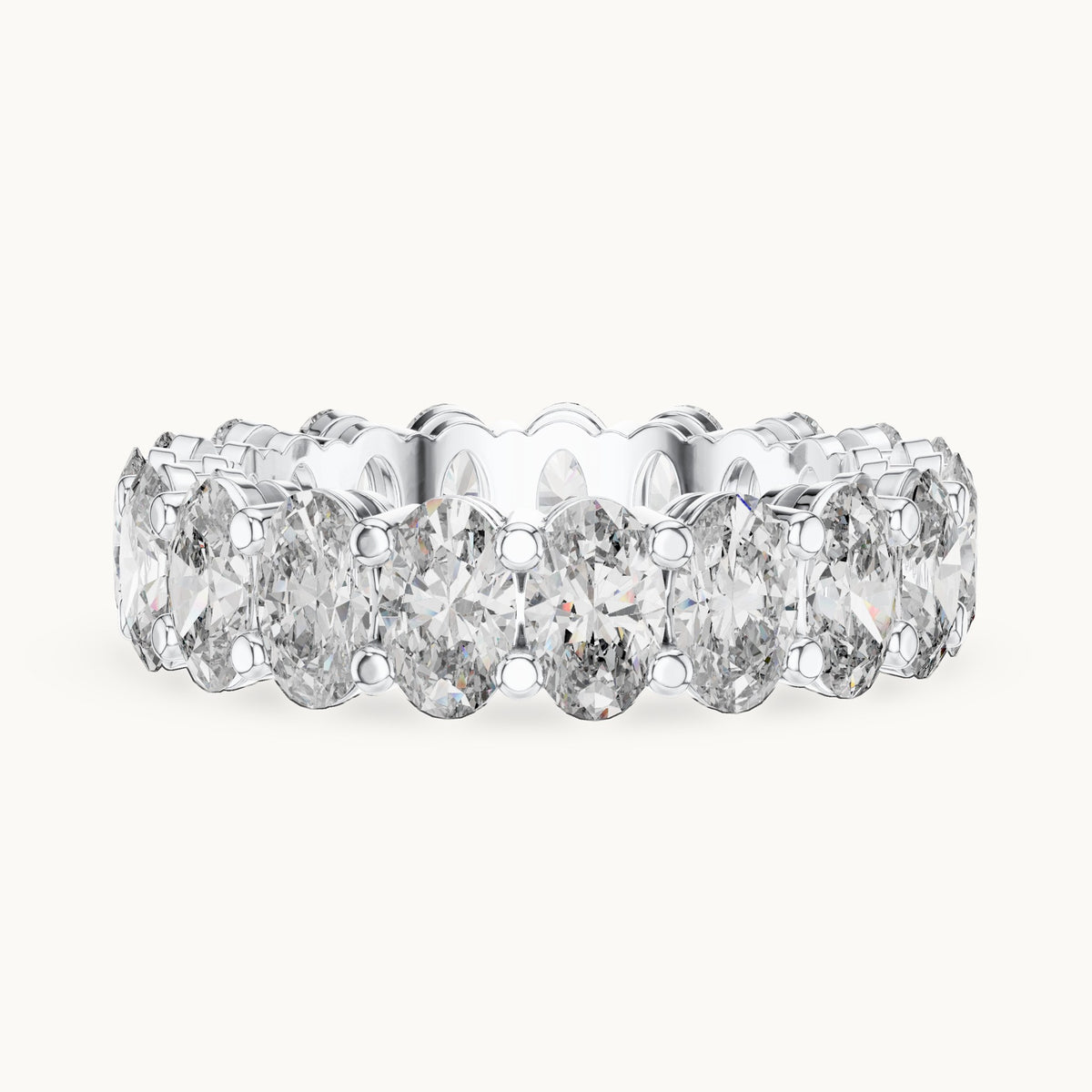 Oval lab-grown diamond full eternity band in white gold, 6.08 CT TW, view 3