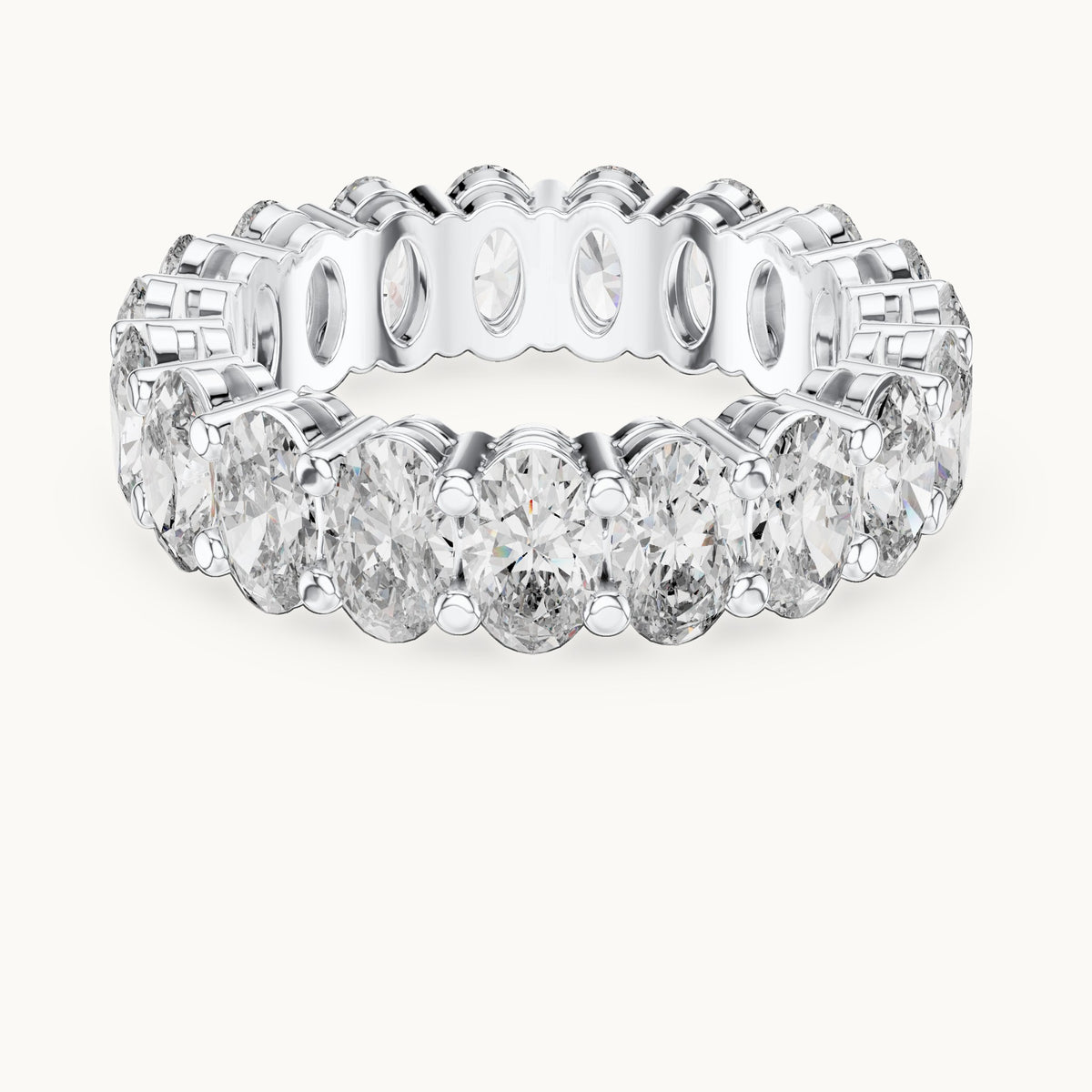Oval lab-grown diamond full eternity band in white gold, 6.08 CT TW, view 4