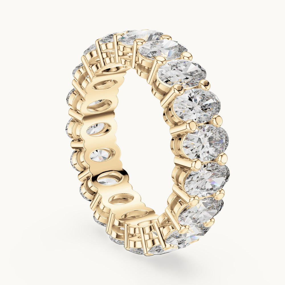 Oval lab-grown diamond full eternity band in yellow gold, 6.08 CT TW, view 1