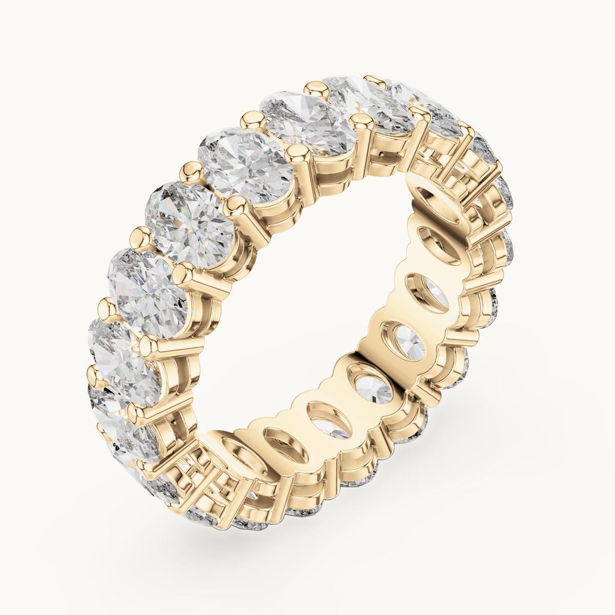 Oval lab-grown diamond full eternity band in yellow gold, 6.08 CT TW, view 2